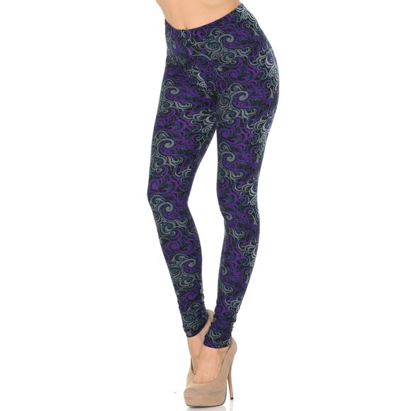 X-Plus Size Buttery Soft Purple Hypnotic Swirl Leggings‎ - Picture 3 of 6